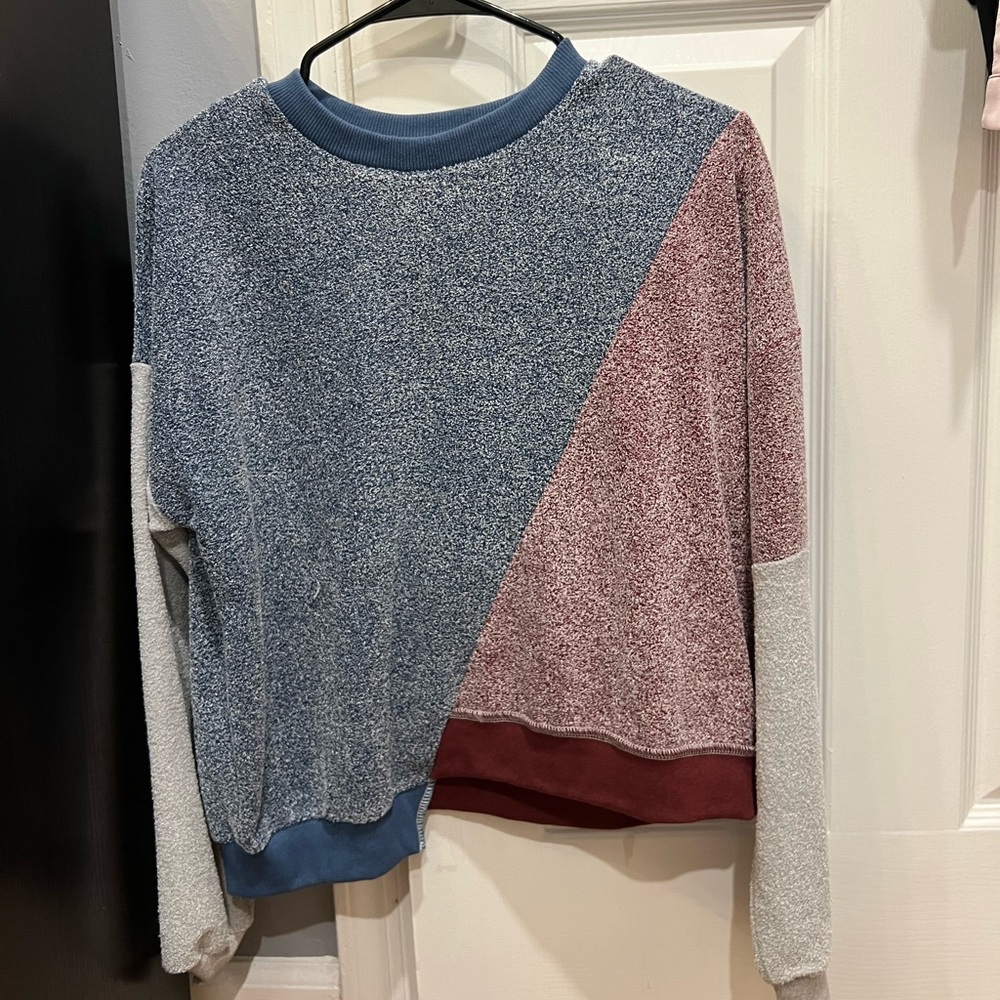 Colorful printed textured sweatshirt top
